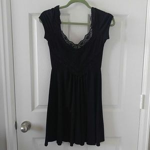 Free people Mini black dress with lace inserts